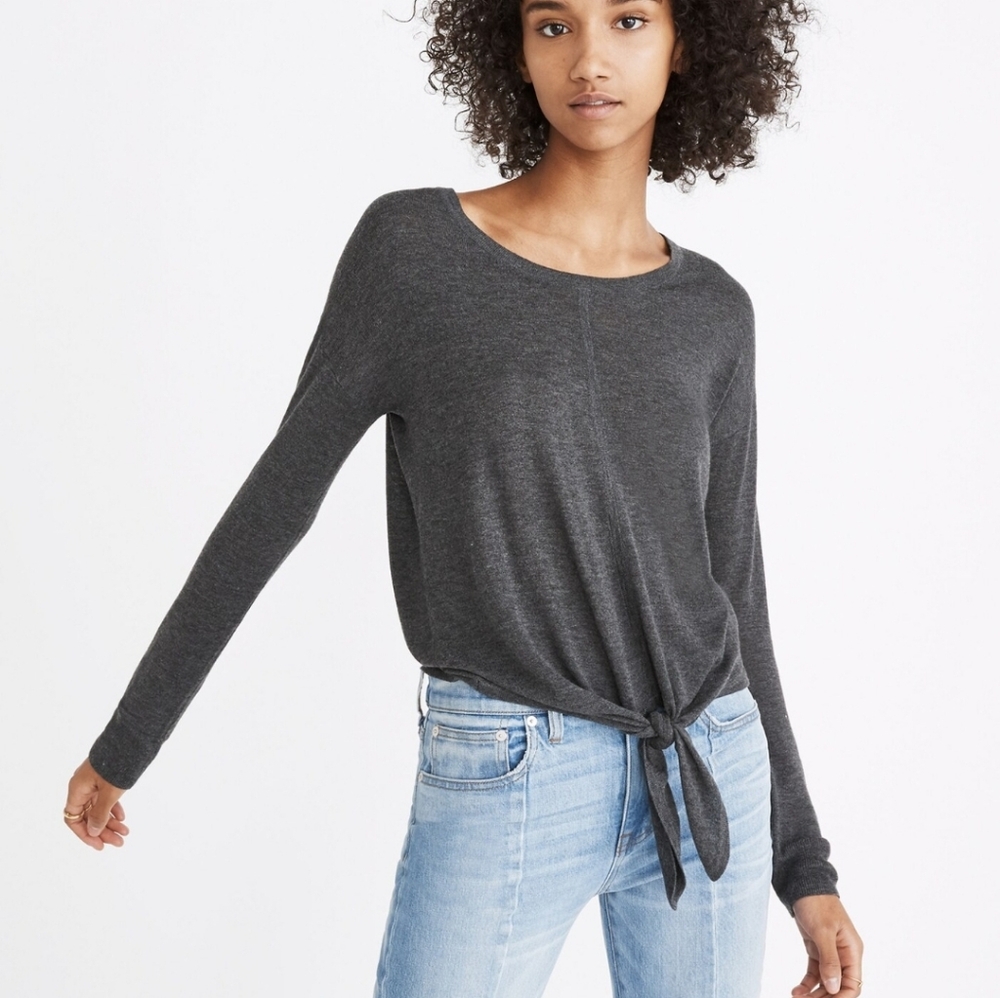 Madewell Modern Tie- Front Sweater Top Madewell Lightweight Size Small